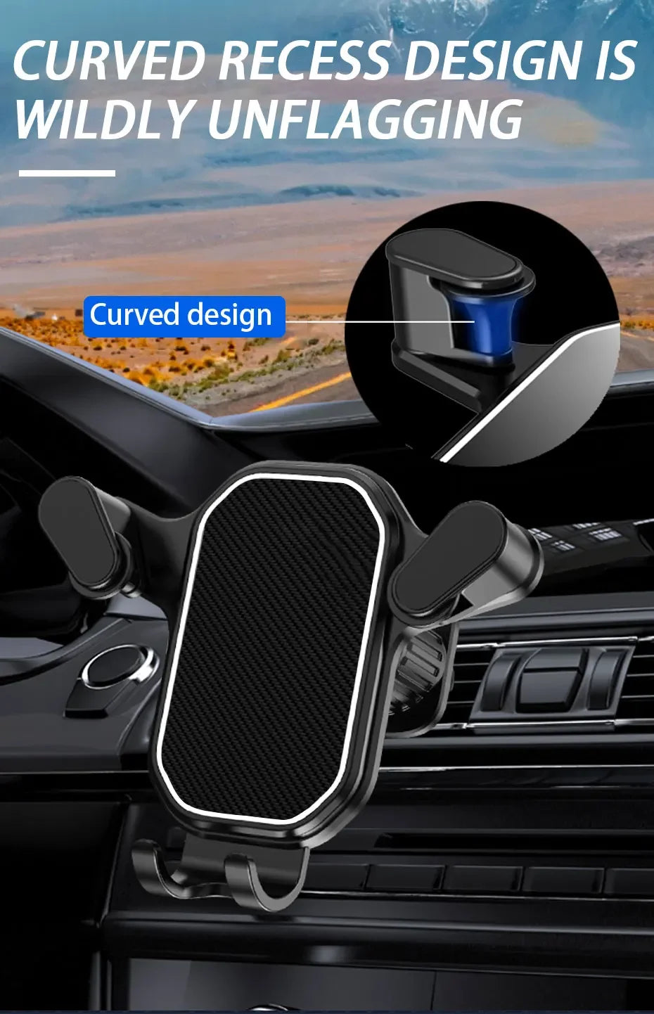New Air Vent Gravity Car Phone Holder Lock Extension Clip Mount Stand GPS Support Anti-drop Auto Mobile Phone Holder Stand