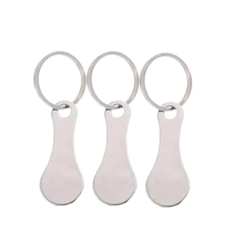 Stainless Steel Portable Trolley Cart Keychain with Token And Coin Holder Removable Shopping Keyring for Women Fashionable Keychains