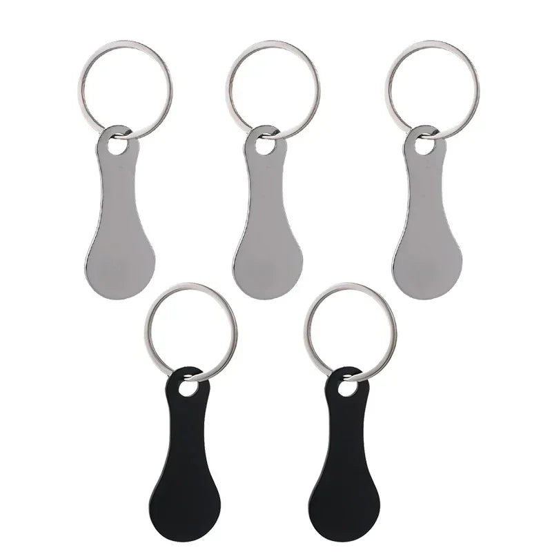 Stainless Steel Portable Trolley Cart Keychain with Token And Coin Holder Removable Shopping Keyring for Women Fashionable Keychains