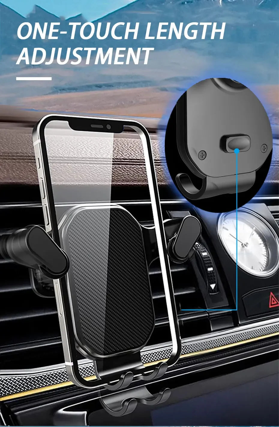 New Air Vent Gravity Car Phone Holder Lock Extension Clip Mount Stand GPS Support Anti-drop Auto Mobile Phone Holder Stand