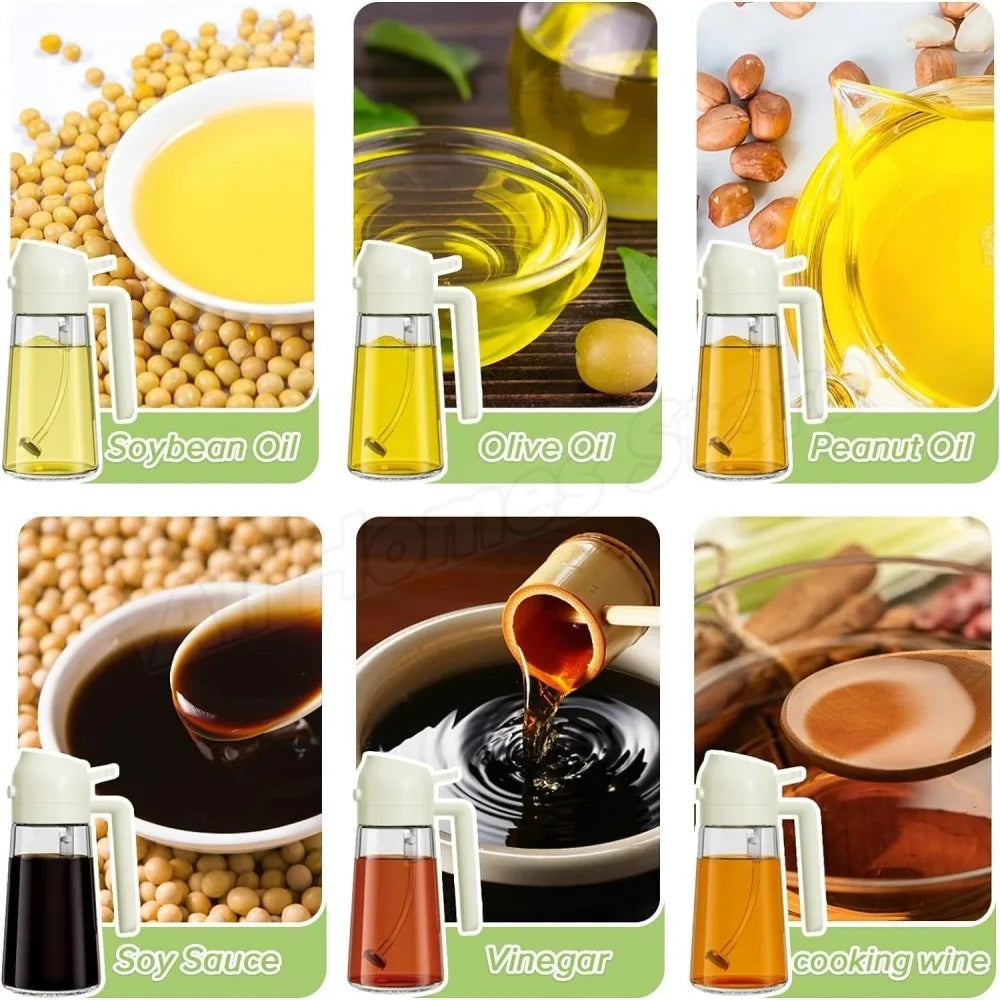 16oz 2-in-1 Olive Oil Dispenser And Sprayer Eco-Friendly Kitchen Oil Spray Bottle for Cooking Compatible with 500ml Olive Oil Jar