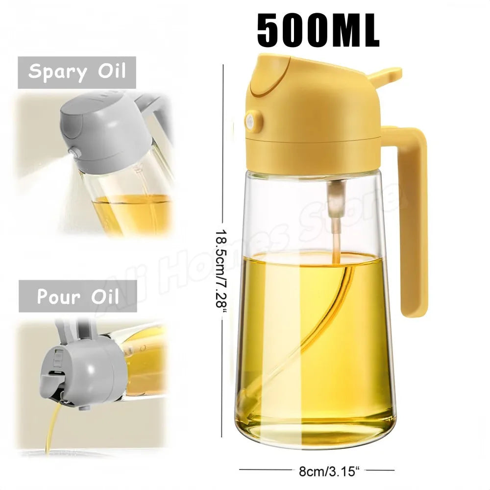 16oz 2-in-1 Olive Oil Dispenser And Sprayer Eco-Friendly Kitchen Oil Spray Bottle for Cooking Compatible with 500ml Olive Oil Jar