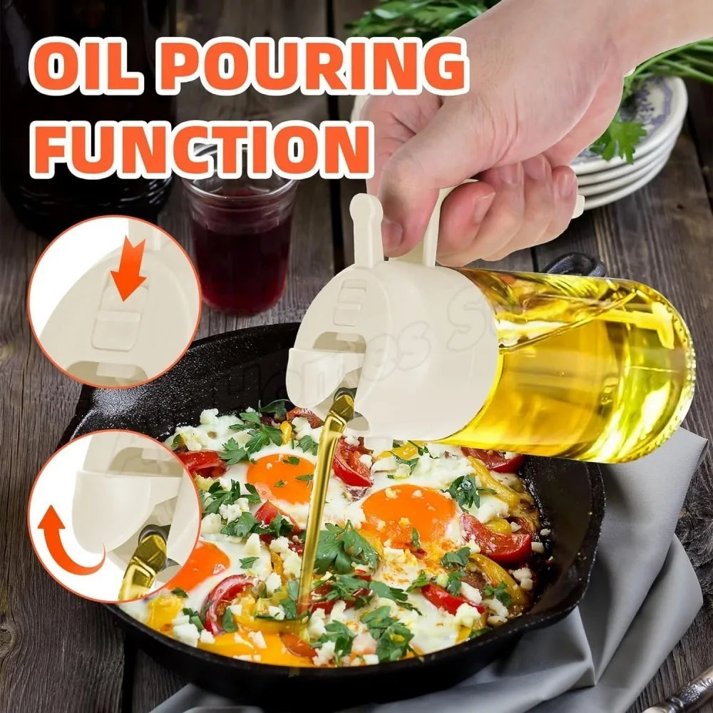16oz 2-in-1 Olive Oil Dispenser And Sprayer Eco-Friendly Kitchen Oil Spray Bottle for Cooking Compatible with 500ml Olive Oil Jar
