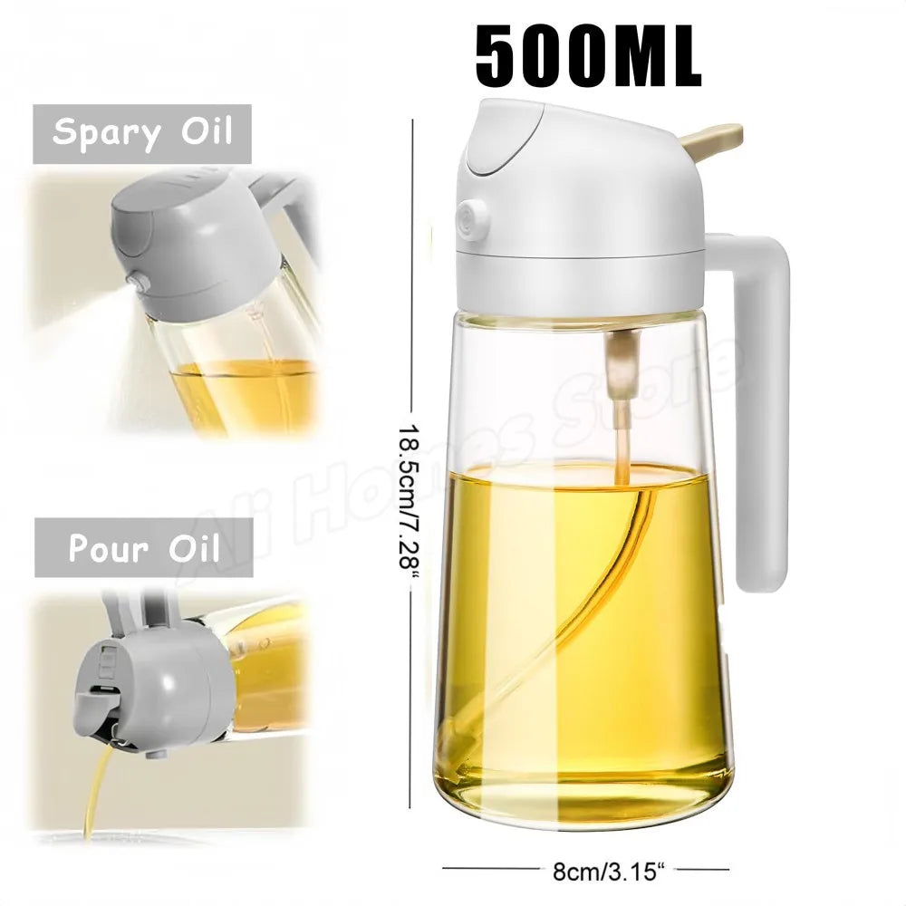 16oz 2-in-1 Olive Oil Dispenser And Sprayer Eco-Friendly Kitchen Oil Spray Bottle for Cooking Compatible with 500ml Olive Oil Jar