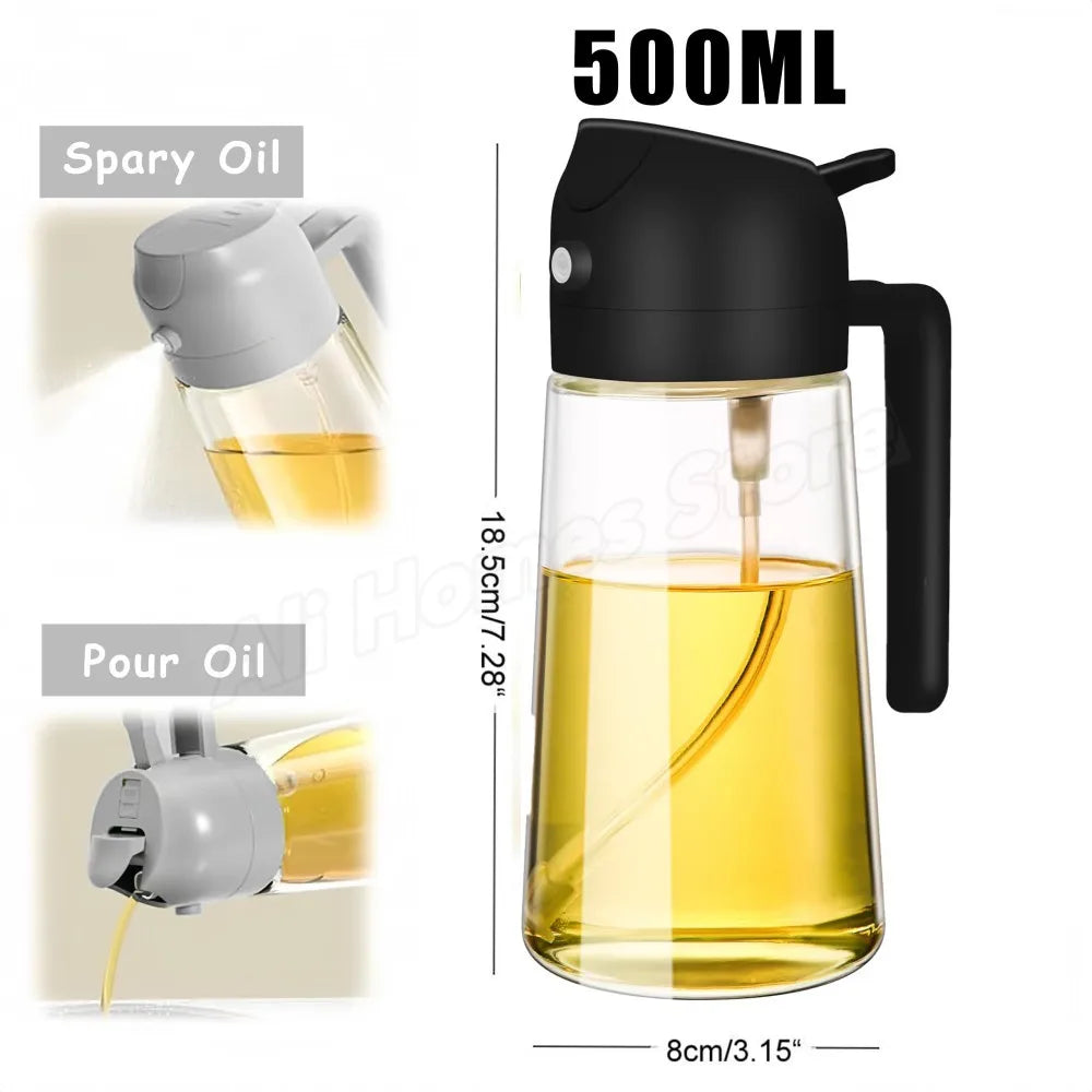 16oz 2-in-1 Olive Oil Dispenser And Sprayer Eco-Friendly Kitchen Oil Spray Bottle for Cooking Compatible with 500ml Olive Oil Jar