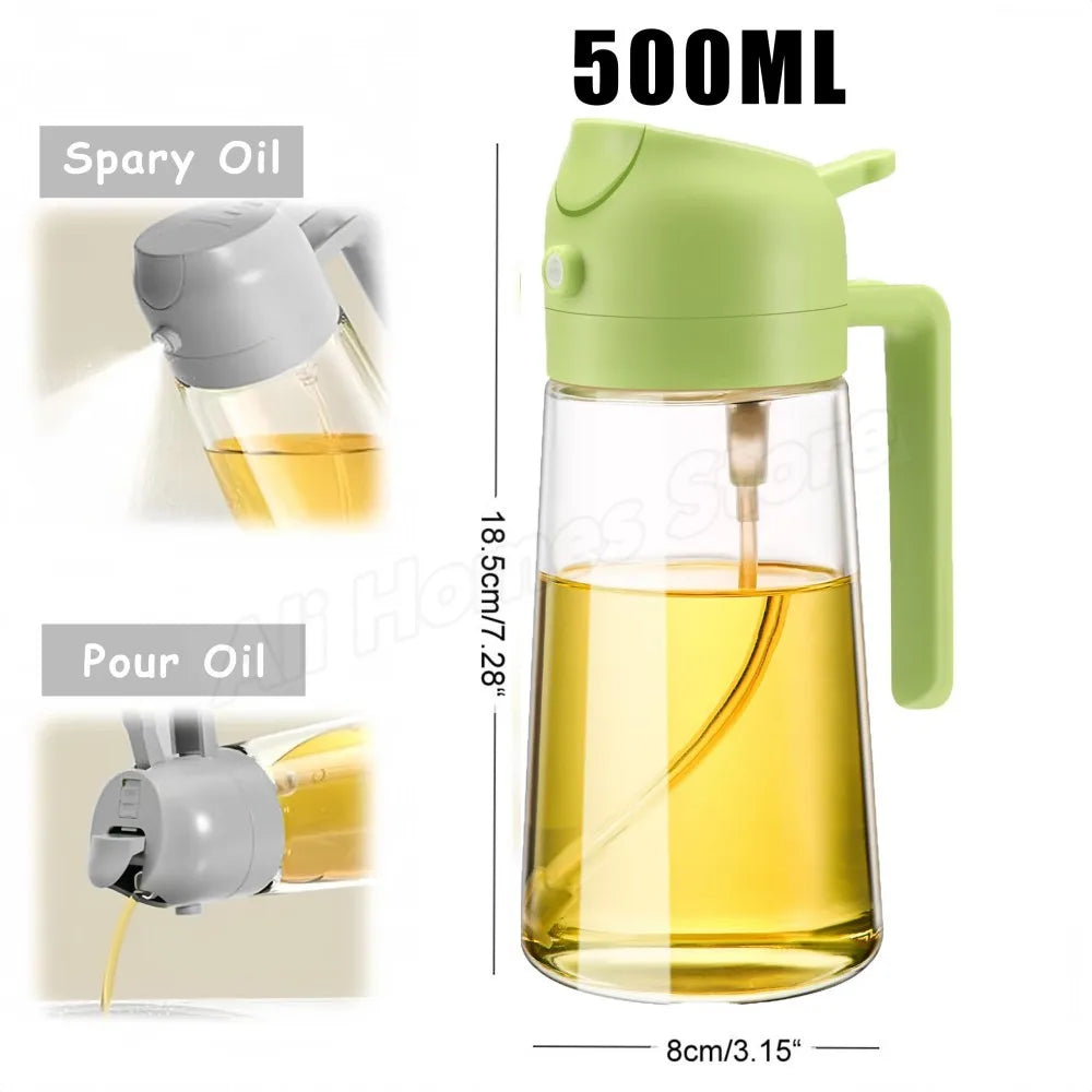 16oz 2-in-1 Olive Oil Dispenser And Sprayer Eco-Friendly Kitchen Oil Spray Bottle for Cooking Compatible with 500ml Olive Oil Jar