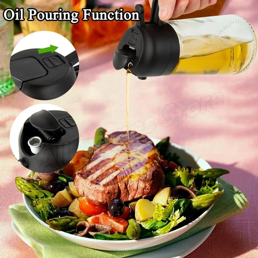 16oz 2-in-1 Olive Oil Dispenser And Sprayer Eco-Friendly Kitchen Oil Spray Bottle for Cooking Compatible with 500ml Olive Oil Jar