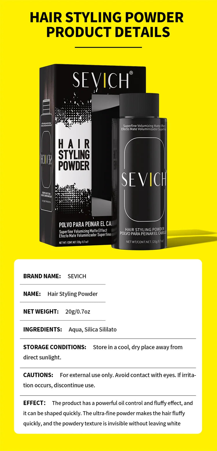 SEVICH Hair Styling Powder 20g Oil Control Matte Finish Fluffy Volume Increase Shaping Hair Powder for Short Hair